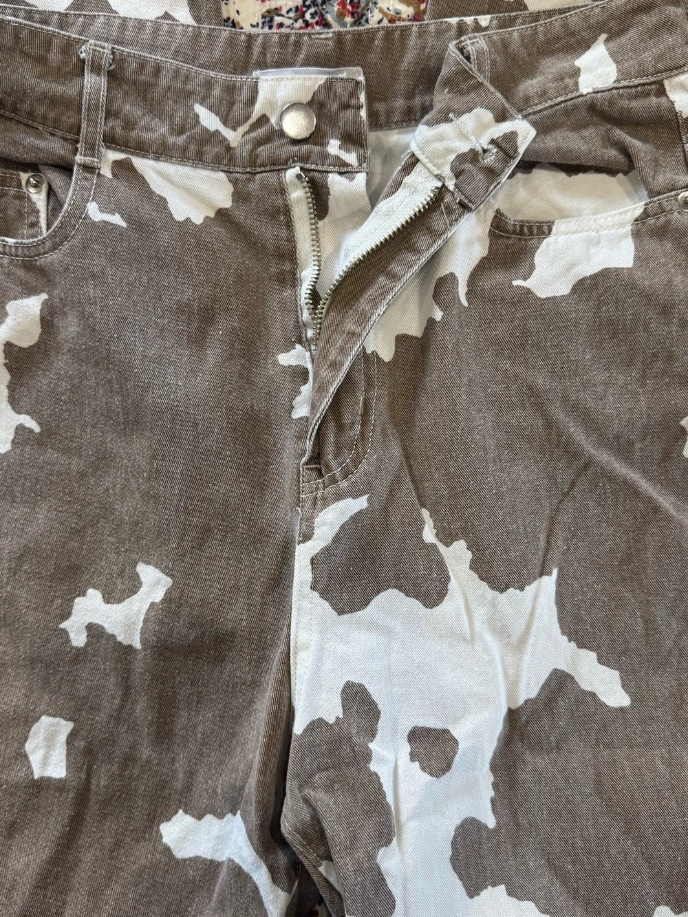 12th Tribe Midland Cow Print Jeans - Picture 2 of 4